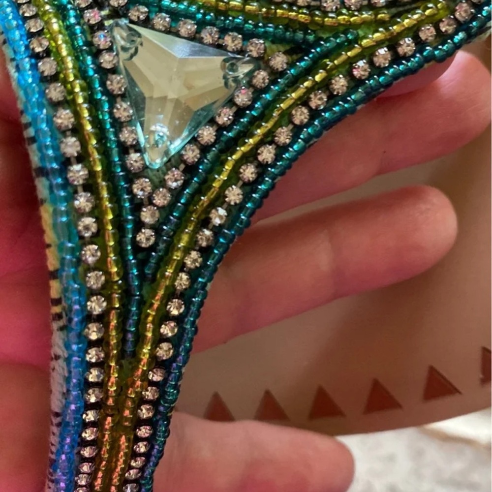 Gianni Bini Oliveira 7 women’s Beaded Crystal Sandals - Blue and Green - Picture 3 of 7